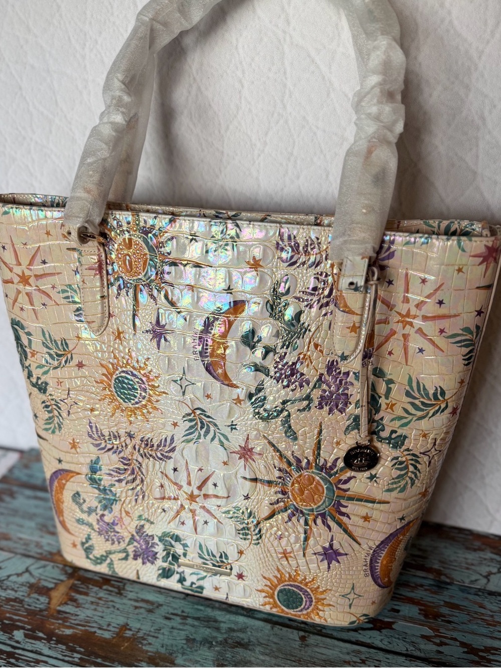 BRAHMIN EZRA VITALITY NWT MOON SUN STARS TOTE WRAPPED STRAPS NEW - Picture 15 of 15